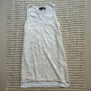 Theory V Neck Sleeveless Silk Jacquard Shift Dress